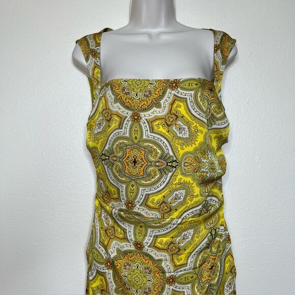 Vintage Y2K Nicole Miller Silk Dress Square Neck Sleeveless Ruching Women 10 - Picture 3 of 14